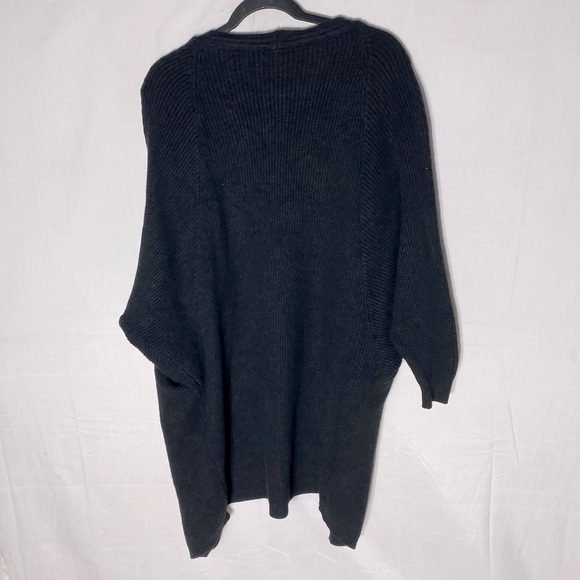 Women’s Black Open Front Dolman Sleeve Knit Cardigan W Pockets M - Picture 2 of 13